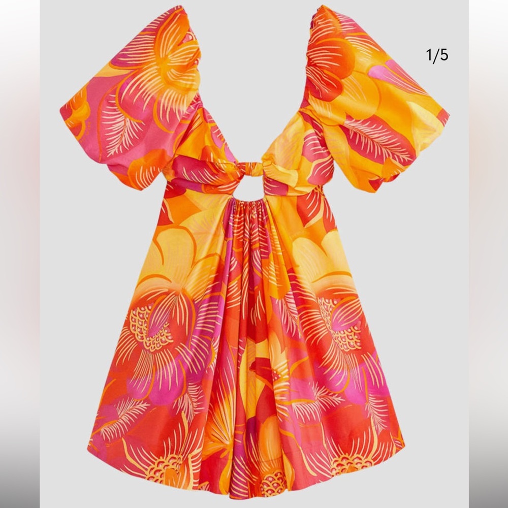 FARM Rio Vibrant Floral Mini Dress - Pink and Orange